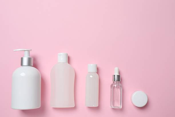 istock Set of cosmetics on pink background 2253896033