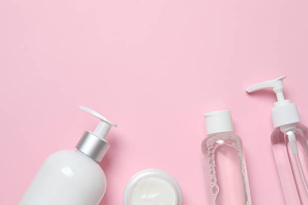 istock Set of cosmetics on pink background 2253896036
