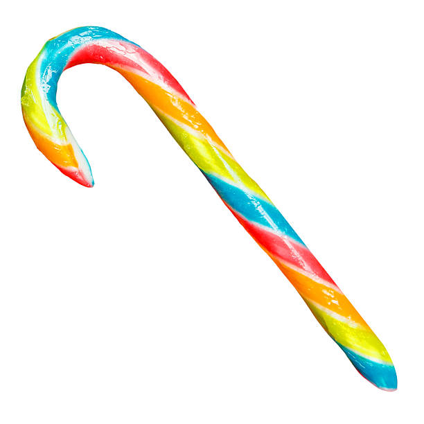 Colorful Candy Cane isolated on white background with clipping path