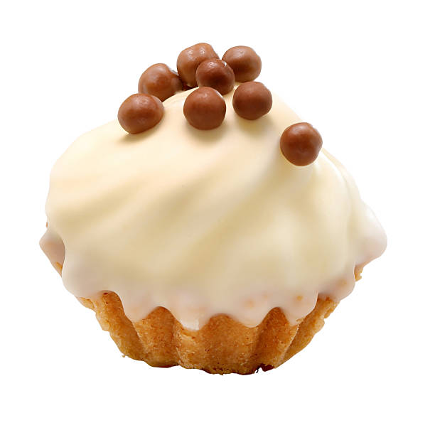 Milk Cupcake with Chocolate Balls Topping isolated on white background with clipping path