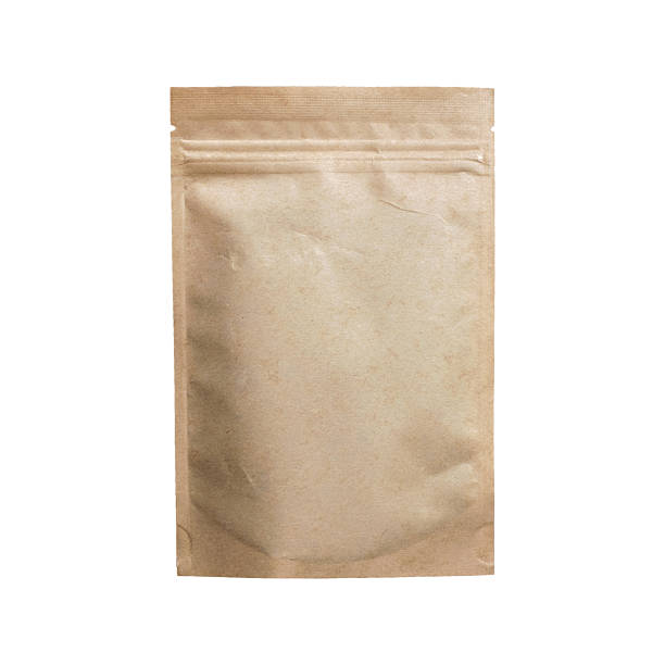 istock Paper Bag with Seal on top for Packaging Isolated on White background with clipping path 2253903256