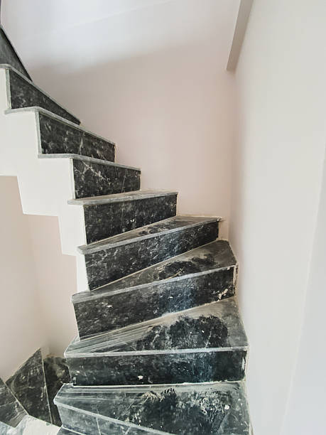Newly laid marble staircase