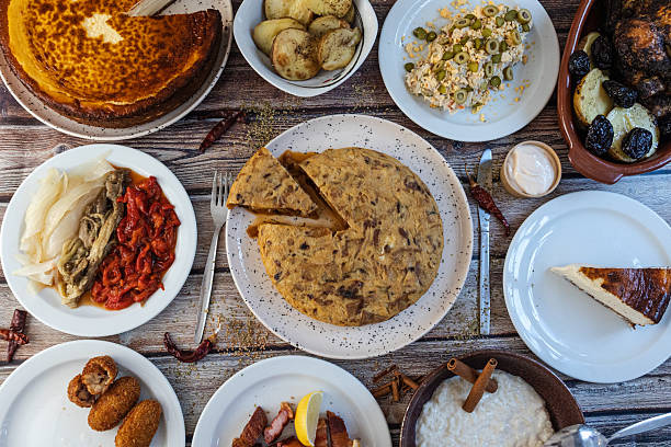 istock Spanish tapas feast with tortilla de patatas and cheesecake 2253908807