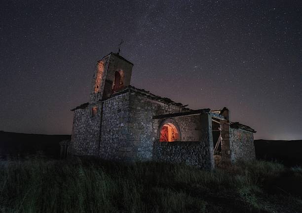 istock Church at night illuminated moody 2253915189