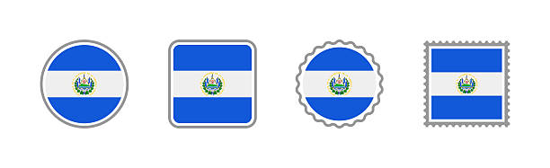 El Salvador - Set Of Flags Of Different Shapes. Flat Collection.