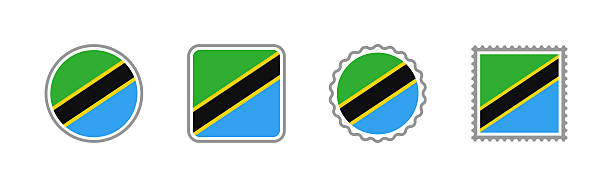 Tanzania - Set Of Flags Of Different Shapes. Flat Collection.