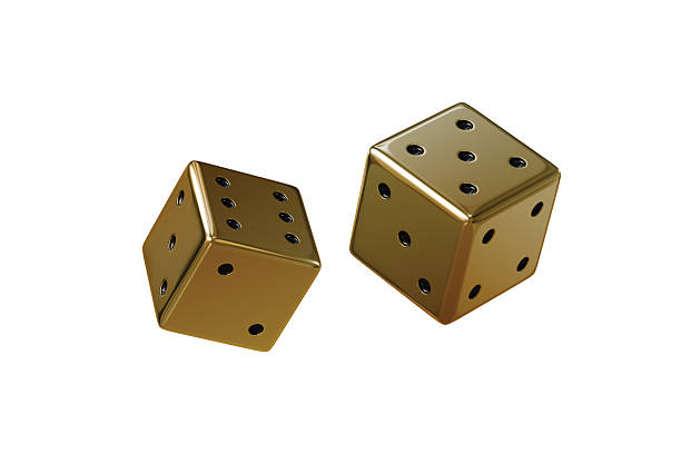 istock 3d a falling gold dice isolated on white transparent background. 3d render illustration. 2253915960