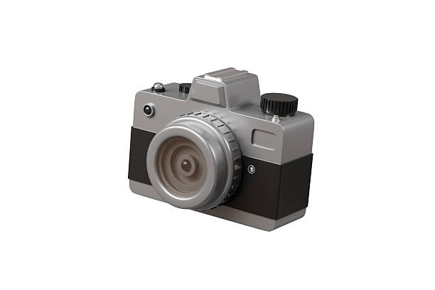 3D Camera photo with lens and flash icon isolated on transparent white background. Minimal cartoon modern digital camera icon. Compact digital photo camera. Picture concept. 3d render illustration.