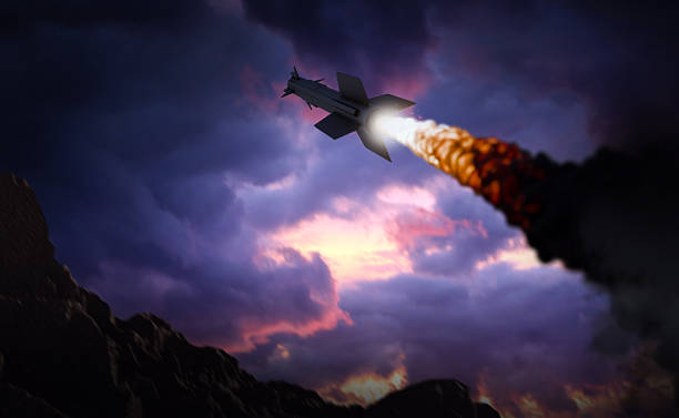 istock launched missile at dusk, 3d animated 2253917459