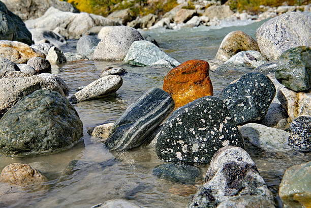 Russia. Kabardino-Balkaria. View of the picturesque rocks of the mountain river Shkhelda near Mount Elbrus.
