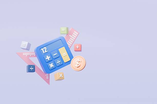 istock 3D Calculator device icon. Minimal Calculating machine, mathematic tool icon on isolated background. Budget management concept. Financial calculation of money. Tax time. Education of Math. 3D Render. 2253924895