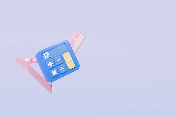 3D Calculator device icon. Minimal Calculating machine, mathematic tool icon on isolated background. Budget management concept. Financial calculation of money. Tax time. Education of Math. 3D Render.