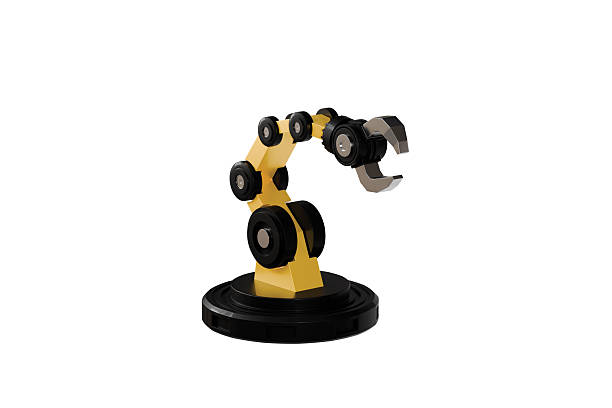 Retro Robots on Glass Blocks, Artificial Intelligence Technology. Digitally generated image. 3d render.