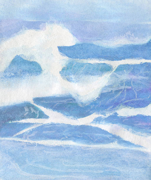istock Blue background with sea and sky. Hand-drawn pastel drawing. 2253932583