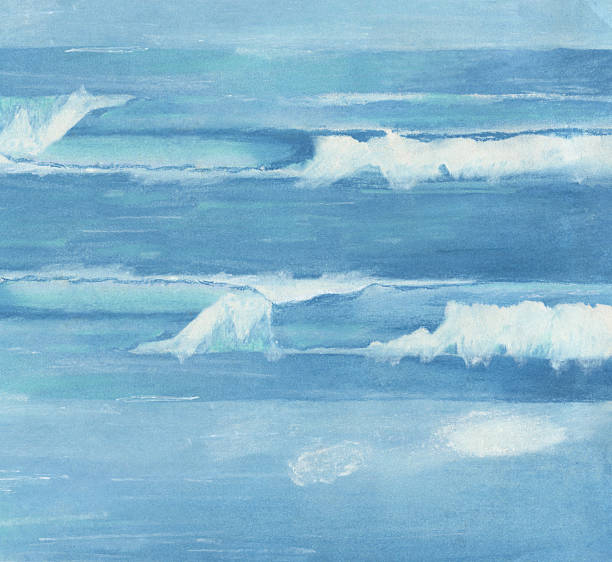 istock Blue background with sea and sky. Hand-drawn pastel drawing. 2253932610
