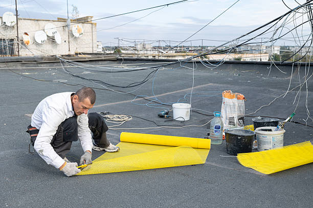 istock The construction worker prepares yellow mesh for insulation work on the facade. 2253934239