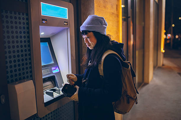 istock Woman Withdrawing Money from ATM at Night 2253937202
