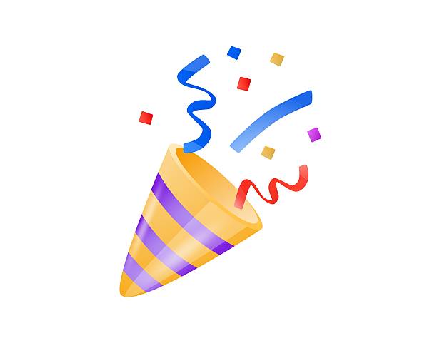 istock Party popper confetti joy festive birthday celebration emoji vector symbol sign icon illusration. Cartoon emoji 2253948543