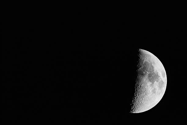 istock Waxing Moon Phase with Detailed Lunar Craters Against Black Sky 2253949985