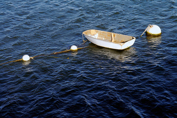 A humble little boat awaits its turn among the buoys. Oxnard Harbor, California 2014