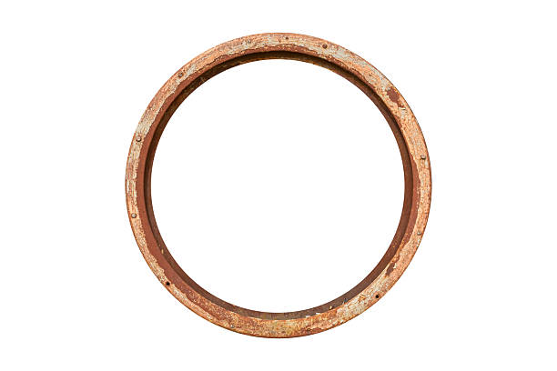 istock Rusty circular steel flange ring is isolated. 2253960458