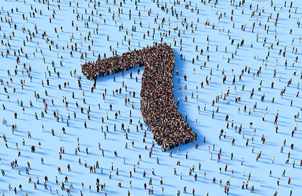 istock Human Crowd Forming Number 7 On Blue Background 2253960611
