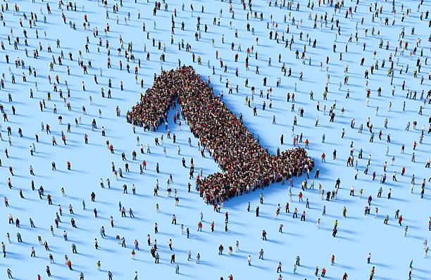 istock Human Crowd Forming Number 1 On Blue Background 2253960633