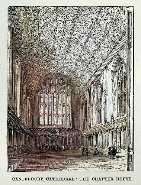 Canterbury Cathedral, The Chapter House, History, Architecture, medieval cathedrals of England, Vintage illustration, 19th Century