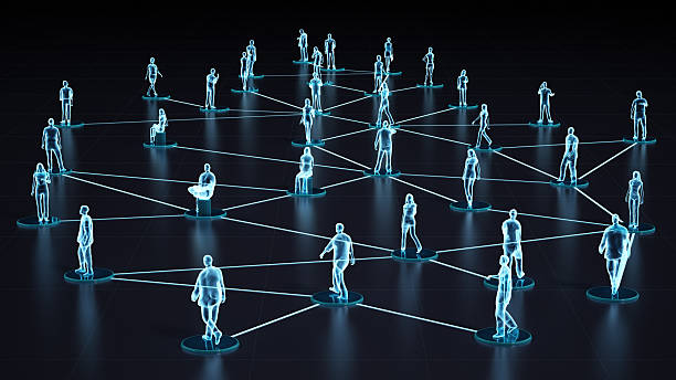 istock People connected by lines in a digital network at night showing relationships and interactions in a virtual space 2253962270