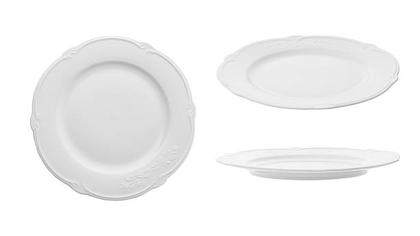 istock Vintage white empty plate in Provence style on a white isolated background, side view 2253962556