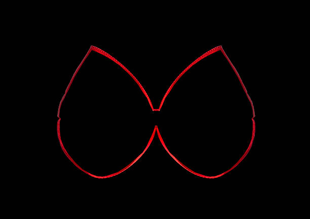 Thin outlines of a large red bow on a black background.