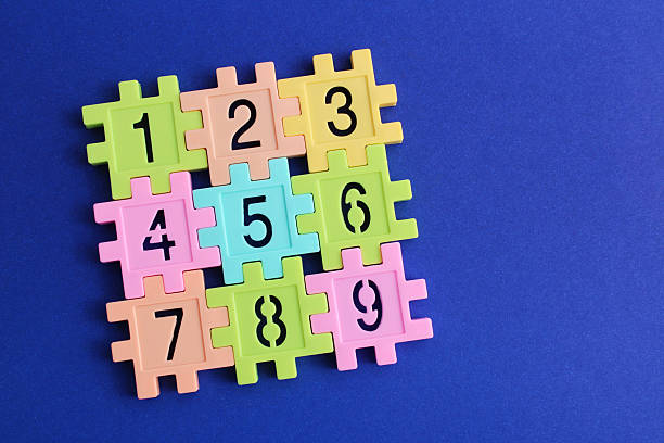 Puzzle pieces with numbers joined together