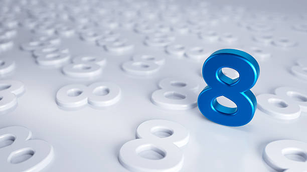 Arrows And Number 8 On Blue Background