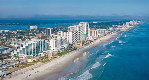istock Daytona Beach, Florida Hotels on Beach Aerial 2253974643