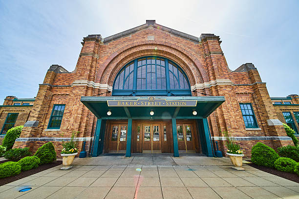 Baker Street Station Facade in Daylight, Fort Wayne - Low Angle View