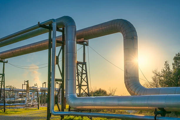 istock Geothermal Power Plant Pipelines at Sunset in Larderello 2253977005