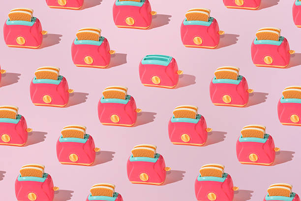 istock Creative pattern slices bread toaster flat lay pastel pink background minimalism 2253979552