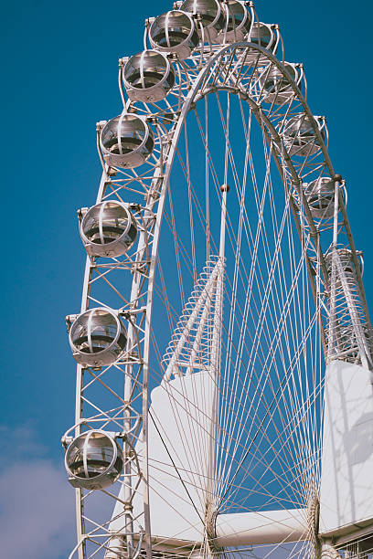 istock Minimalist White Ferris Wheel Capsules against Clear Blue Sky 2253986844