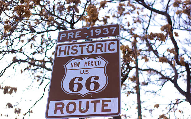 Road Sign Reading: ARIZONA US 66. The centennial of Route 66 is in 2026. Shot in Santa fe, NM.
