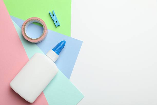 istock Glue and other stationery on white background, flat lay. Space for text 2253992162