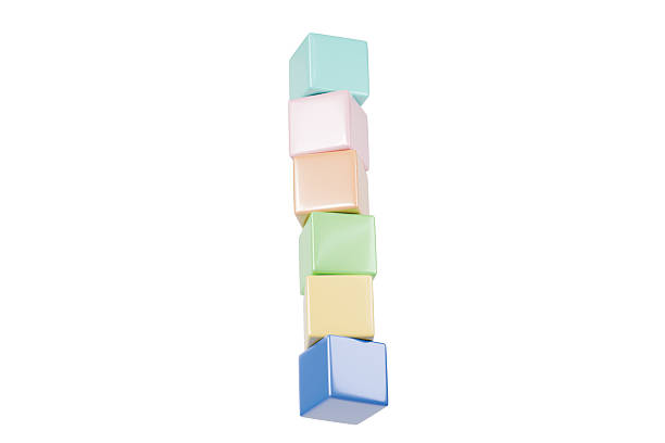 istock 3d pastel cubes vertical stack. Colorful educational toy blocks for child learning, logic, creativity, and STEM concept. Minimal playful geometric design. 3d render. 2253995457