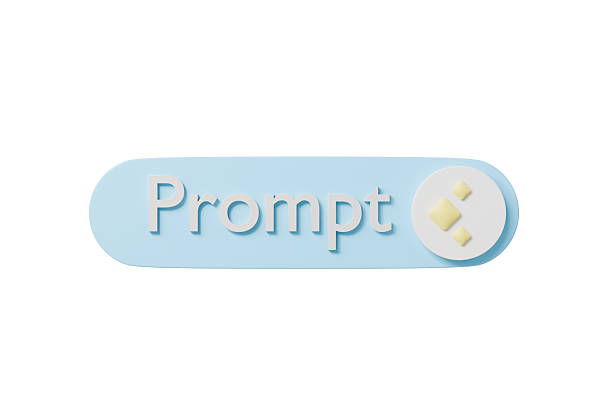3d prompt button with ai sparkles icon. generative ai creativity concept. Minimal cartoon prompt badge label for app ui banner. isolated on white background. 3d render.