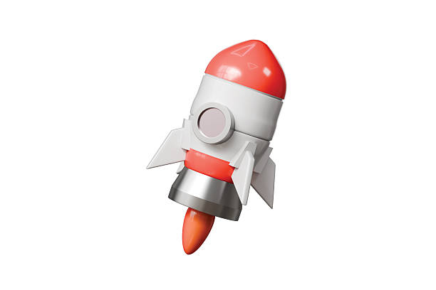 istock 3d rocket icon. startup launch concept. Minimal cartoon rocket ship booster shuttle for app banner marketing. isolated on white background. 3d render. 2253997799