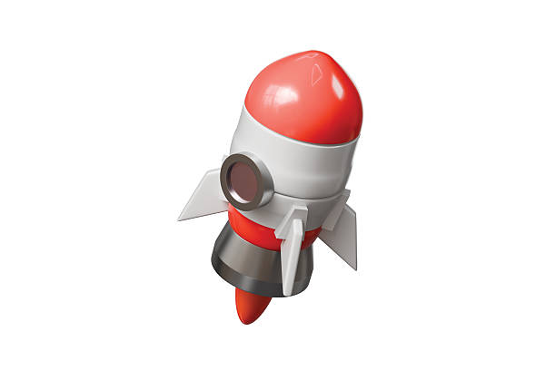 istock 3d rocket icon. startup launch concept. Minimal cartoon rocket ship booster shuttle for app banner marketing. isolated on white background. 3d render. 2253997800