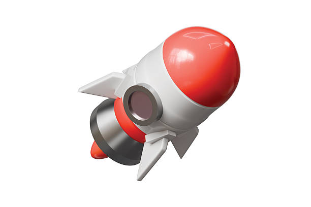 istock 3d rocket icon. startup launch concept. Minimal cartoon rocket ship booster shuttle for app banner marketing. isolated on white background. 3d render. 2253997807