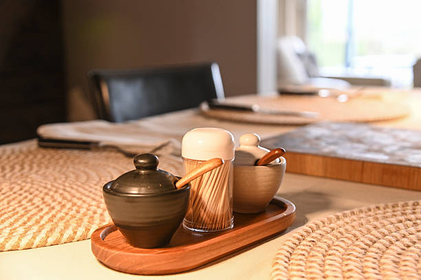 istock Inviting diner table with salt and pepper pots 2253999661
