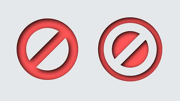 istock No Sign or Red Cross Icon Set with Paper cut Style 2254008511