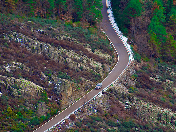 istock Asphalt road between pine forests and fields. Madrid, Spain. 2254012450