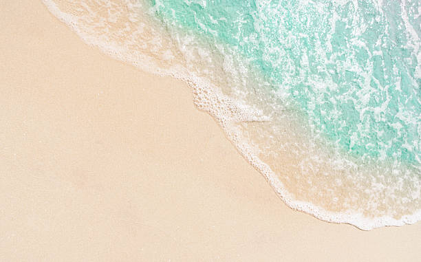 istock beautifully wave on  sand beach, closeup, top view 2254014052