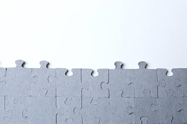 Top view of puzzle pieces on white background